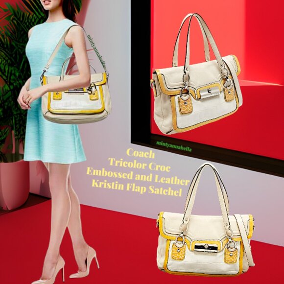 Coach Kristin Spectator Leather Flap Satchel - Picture 1 of 15